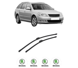 Set stergatoare auto SKODA Octavia II Combi (1Z5) din 2004-2013, pentru parbriz auto, 2 bucati, Bosch Aerotwin, din cauciuc siliconat rezistent, 4 Stickere Auto SKODA - Img 2
