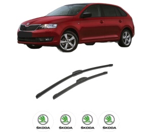 Set stergatoare auto SKODA RAPID Spaceback (NH1) din 2012-2019, pentru parbriz auto, 2 bucati, Bosch Aerotwin Retrofit, din cauciuc siliconat rezistent, 4 Stickere Auto SKODA - Img 2