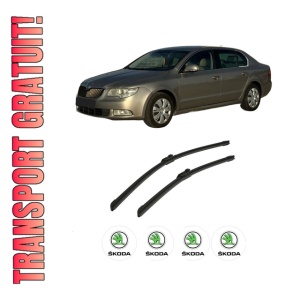 Set stergatoare auto SKODA SUPERB II Estate (3T5) din 2009-2015, pentru parbriz auto, 2 bucati, Bosch Aerotwin, din cauciuc siliconat rezistent, 4 Stickere Auto SKODA