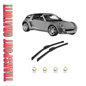 Set stergatoare auto SMART ROADSTER Coupe (452) din 2003-2005, pentru parbriz auto, 2 bucati, Bosch Aerotwin Retrofit, din cauciuc siliconat rezistent, 4 Stickere Auto SMART