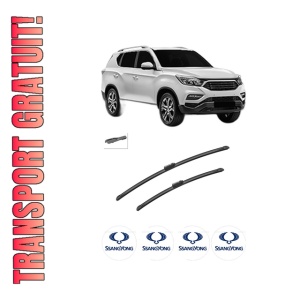Set stergatoare auto SSANGYONG REXTON (Y400, Y450) din 2017-2018, pentru parbriz auto, 2 bucati, Bosch Aerotwin, din cauciuc siliconat rezistent, 4 Stickere Auto SSANGYONG