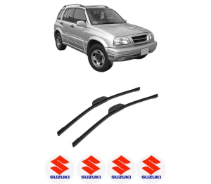 Set stergatoare auto SUZUKI GRAND VITARA I Open Off-Road Vehicle (GT) din 1998-2003, pentru parbriz auto, 2 bucati, Bosch Aerotwin Retrofit, din cauciuc siliconat rezistent, 4 Stickere Auto SUZUKI - Img 2