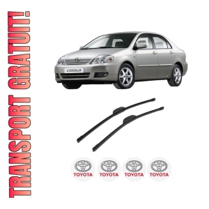 Set stergatoare auto TOYOTA COROLLA Saloon (_E12_) din 2001-2008, pentru parbriz auto, 2 bucati, Bosch Aerotwin Retrofit, din cauciuc siliconat rezistent, 4 Stickere Auto TOYOTA