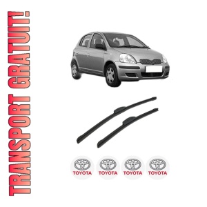 Set stergatoare auto TOYOTA YARIS (_P1_) din 1999-2005, pentru parbriz auto, 2 bucati, Bosch Aerotwin Retrofit, din cauciuc siliconat rezistent, 4 Stickere Auto TOYOTA