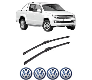 Set stergatoare auto Volkswagen AMAROK (2HA, 2HB, S1B, S6B, S7A, S7B, AGD) din 2010-2022, pentru parbriz auto, 2 bucati, Bosch Aerotwin Retrofit, din cauciuc siliconat rezistent, 4 Stickere Auto Volkswagen - Img 2
