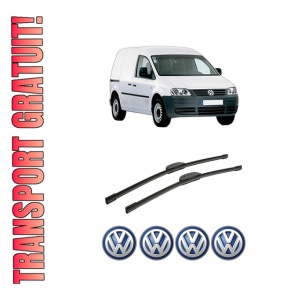 Set stergatoare auto Volkswagen CADDY III MPV (2KB, 2KJ, 2CB, 2CJ) din 2004-2015, pentru parbriz auto, 2 bucati, Bosch Aerotwin Retrofit, din cauciuc siliconat rezistent, 4 Stickere Auto Volkswagen