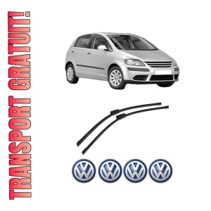 Set stergatoare auto Volkswagen GOLF PLUS V (5M1, 521) din 2004-2013, pentru parbriz auto, 2 bucati, Bosch Aerotwin Multi, din cauciuc siliconat rezistent, 4 Stickere Auto Volkswagen