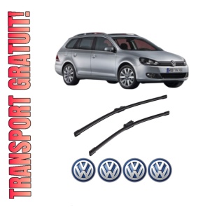 Set stergatoare auto Volkswagen GOLF VAN VI Variant (AJ5) din 2009-2014, pentru parbriz auto, 2 bucati, Bosch Aerotwin, din cauciuc siliconat rezistent, 4 Stickere Auto Volkswagen