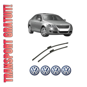 Set stergatoare auto Volkswagen PASSAT B6 (3C2) din 2005-2010, pentru parbriz auto, 2 bucati, Bosch Aerotwin Multi, din cauciuc siliconat rezistent, 4 Stickere Auto Volkswagen