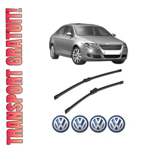 Set stergatoare auto Volkswagen PASSAT B6 (3C2) din 2005-2010, pentru parbriz auto, 2 bucati, Bosch Aerotwin, din cauciuc siliconat rezistent, 4 Stickere Auto Volkswagen