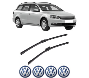 Set stergatoare auto Volkswagen PASSAT B7 Variant (365) din 2010-2015, pentru parbriz auto, 2 bucati, Bosch Aerotwin, din cauciuc siliconat rezistent, 4 Stickere Auto Volkswagen - Img 2
