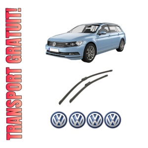 Set stergatoare auto Volkswagen PASSAT B8 Variant (3G5, CB5) din 2014-2024, pentru parbriz auto, 2 bucati, Bosch Aerotwin, din cauciuc siliconat rezistent, 4 Stickere Auto Volkswagen
