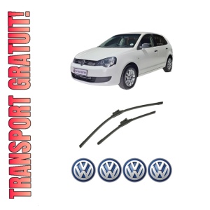Set stergatoare auto Volkswagen POLO VIVO Hatchback (6S1, 6S3) din 2010-2019, pentru parbriz auto, 2 bucati, Bosch Aerotwin, din cauciuc siliconat rezistent, 4 Stickere Auto Volkswagen