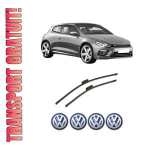 Set stergatoare auto Volkswagen SCIROCCO III (137, 138) din 2008-2017, pentru parbriz auto, 2 bucati, Bosch Aerotwin Multi, din cauciuc siliconat rezistent, 4 Stickere Auto Volkswagen