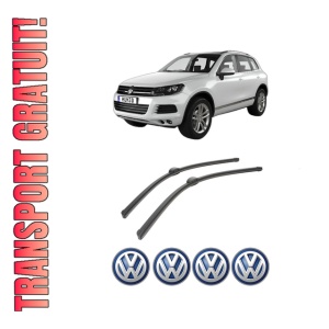 Set stergatoare auto Volkswagen TOUAREG VAN (7P5) din 2011-2014, pentru parbriz auto, 2 bucati, Bosch Aerotwin, din cauciuc siliconat rezistent, 4 Stickere Auto Volkswagen