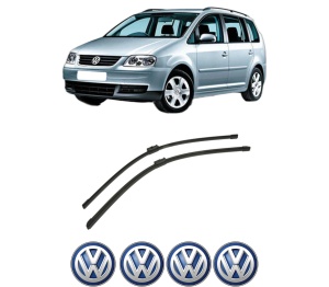 Set stergatoare auto Volkswagen TOURAN (1T1, 1T2) din 2003-2010, pentru parbriz auto, 2 bucati, Bosch Aerotwin, din cauciuc siliconat rezistent, 4 Stickere Auto Volkswagen - Img 2