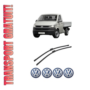 Set stergatoare auto Volkswagen TRANSPORTER T5 Platform/Chassis (7JD, 7JE, 7JL, 7JY, 7JZ, 7F din 2003-2015, pentru parbriz auto, 2 bucati, Bosch Aerotwin, din cauciuc siliconat rezistent, 4 Stickere Auto Volkswagen
