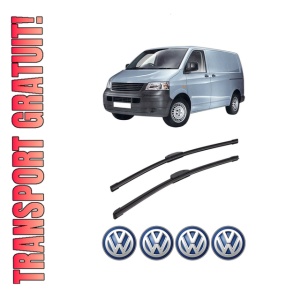 Set stergatoare auto Volkswagen TRANSPORTER T5 Van (7HA, 7HH, 7EA, 7EH) din 2003-2015, pentru parbriz auto, 2 bucati, Bosch Aerotwin Retrofit, din cauciuc siliconat rezistent, 4 Stickere Auto Volkswagen