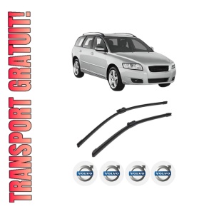 Set stergatoare auto VOLVO V50 (545) din 2003-2012, pentru parbriz auto, 2 bucati, Bosch Aerotwin, din cauciuc siliconat rezistent, 4 Stickere Auto VOLVO