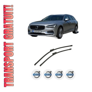 Set stergatoare auto VOLVO V90 II Estate (235) din 2016-2022, pentru parbriz auto, 2 bucati, Bosch Aerotwin, din cauciuc siliconat rezistent, 4 Stickere Auto VOLVO