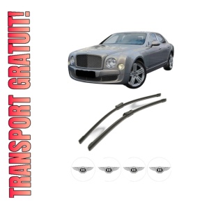 Set stergatoare BENTLEY MULSANNE (3Y_) din 2009-2014, pentru parbriz auto, 2 bucati, Bosch Aerotwin, din cauciuc siliconat rezistent, 4 Stickere Auto BENTLEY