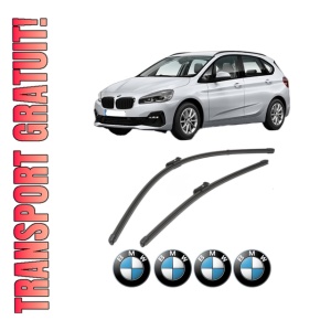 Set stergatoare BMW Seria 2 Active Tourer Van (F45) din 2014-2021, pentru parbriz auto, 2 bucati, Valeo Silencio Xtrm, din cauciuc siliconat rezistent, 4 Stickere Auto BMW Seria