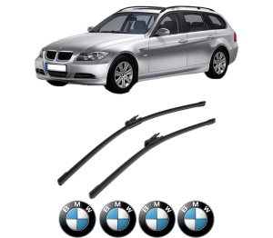Set stergatoare BMW Seria 3 Touring (E91) din 2004-2012, pentru parbriz auto, 2 bucati, Bosch Aerotwin, din cauciuc siliconat rezistent, 4 Stickere Auto BMW Seria v43678