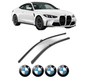 Set stergatoare BMW Seria 4 Coupe (G22, G82) din 2020-2024, pentru parbriz auto, 2 bucati, Bosch Aerotwin, din cauciuc siliconat rezistent, 4 Stickere Auto BMW Seria v56288