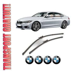 Set stergatoare BMW Seria 4 Gran Coupe (F36) din 2014-2021, pentru parbriz auto, 2 bucati, Valeo Silencio Xtrm, din cauciuc siliconat rezistent, 4 Stickere Auto BMW Seria