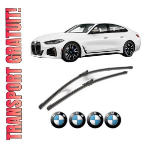Set stergatoare BMW Seria 4 Gran Coupe (G26) din 2021-2024, pentru parbriz auto, 2 bucati, Valeo Silencio Xtrm, din cauciuc siliconat rezistent, 4 Stickere Auto BMW Seria