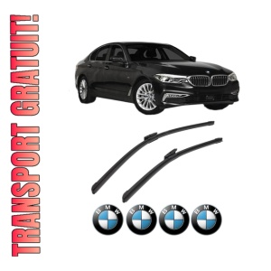 Set stergatoare BMW Seria 5 (G30, F90) din 2016-2023, pentru parbriz auto, 2 bucati, Bosch Aerotwin Multi, din cauciuc siliconat rezistent, 4 Stickere Auto BMW Seria