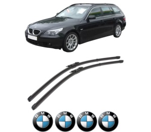 Set stergatoare BMW Seria 5 Touring (E61) din 2004-2010, pentru parbriz auto, 2 bucati, Valeo Silencio Xtrm, din cauciuc siliconat rezistent, 4 Stickere Auto BMW Seria v40548