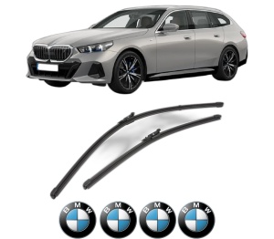 Set stergatoare BMW Seria 5 Touring (G61, G99) din 2024, pentru parbriz auto, 2 bucati, Valeo Silencio Xtrm, din cauciuc siliconat rezistent, 4 Stickere Auto BMW Seria v38568