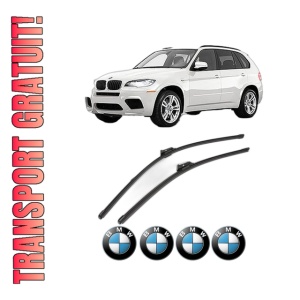 Set stergatoare BMW Seria X5 (E70) din 2006-2013, pentru parbriz auto, 2 bucati, Valeo Silencio Xtrm, din cauciuc siliconat rezistent, 4 Stickere Auto BMW Seria