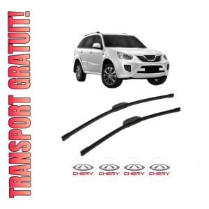 Set stergatoare CHERY TIGGO FL din 2013, pentru parbriz auto, 2 bucati, Bosch Aerotwin Retrofit, din cauciuc siliconat rezistent, 4 Stickere Auto CHERY