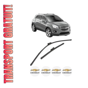 Set stergatoare CHEVROLET TRAX din 2012-2015, pentru parbriz auto, 2 bucati, Valeo Silencio Xtrm, din cauciuc siliconat rezistent, 4 Stickere Auto CHEVROLET
