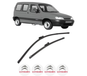 Set stergatoare CITROEN BERLINGO / BERLINGO FIRST MPV (MF_, GJK_, GFK_) din 1996-2011, pentru parbriz auto, 2 bucati, Valeo Silencio Xtrm, din cauciuc siliconat rezistent, 4 Stickere Auto CITROEN v37848