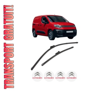 Set stergatoare CITROEN BERLINGO Box Body/MPV (K9) din 2018-2021, pentru parbriz auto, 2 bucati, Valeo Silencio Xtrm, din cauciuc siliconat rezistent, 4 Stickere Auto CITROEN