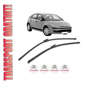 Set stergatoare CITROEN C4 I (LC_) din 2004-2011, pentru parbriz auto, 2 bucati, Bosch Aerotwin, din cauciuc siliconat rezistent, 4 Stickere Auto CITROEN