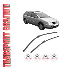 Set stergatoare CITROEN C5 I Break (DE_) din 2001-2004, pentru parbriz auto, 2 bucati, Valeo Silencio Xtrm, din cauciuc siliconat rezistent, 4 Stickere Auto CITROEN