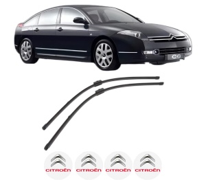 Set stergatoare CITROEN C6 (TD_) din 2005-2012, pentru parbriz auto, 2 bucati, Valeo Silencio Xtrm, din cauciuc siliconat rezistent, 4 Stickere Auto CITROEN v40428