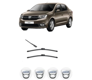 Set stergatoare DACIA LOGAN III (3K_) din 2021, pentru parbriz auto, 2 bucati, Valeo Silencio, din cauciuc siliconat rezistent, 4 Stickere Auto DACIA v35268