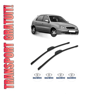 Set stergatoare DAEWOO LANOS (KLAT) din 1997, pentru parbriz auto, 2 bucati, Bosch Aerotwin Retrofit, din cauciuc siliconat rezistent, 4 Stickere Auto DAEWOO