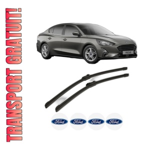 Set stergatoare FORD FOCUS IV Saloon (HM) din 2018-2024, pentru parbriz auto, 2 bucati, Bosch Aerotwin, din cauciuc siliconat rezistent, 4 Stickere Auto FORD