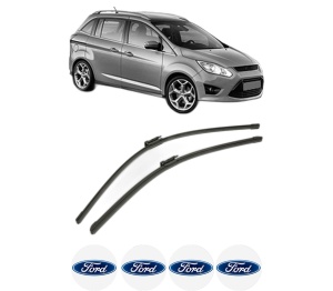 Set stergatoare FORD GRAND C-MAX (DXA/CB7, DXA/CEU) din 2010-2019, pentru parbriz auto, 2 bucati, Bosch Aerotwin, din cauciuc siliconat rezistent, 4 Stickere Auto FORD v52803