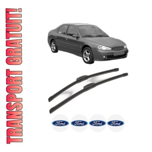 Set stergatoare FORD MONDEO II (BAP) din 1996-2000, pentru parbriz auto, 2 bucati, Bosch Aerotwin Retrofit, din cauciuc siliconat rezistent, 4 Stickere Auto FORD
