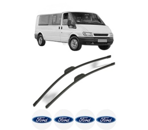 Set stergatoare FORD TRANSIT Bus (FD_ _, FB_ _, FS_ _, FZ_ _, FC_ _) din 2000-2011, pentru parbriz auto, 2 bucati, Bosch Aerotwin Retrofit, din cauciuc siliconat rezistent, 4 Stickere Auto FORD v53343