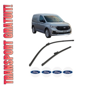Set stergatoare FORD TRANSIT CONNECT V761 Box Body/MPV (SKN) din 2024, pentru parbriz auto, 2 bucati, Valeo Silencio Xtrm, din cauciuc siliconat rezistent, 4 Stickere Auto FORD