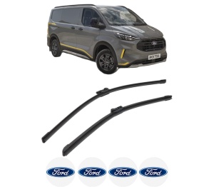 Set stergatoare FORD TRANSIT CUSTOM V710 Bus (NXN) din 2024, pentru parbriz auto, 2 bucati, Bosch Aerotwin, din cauciuc siliconat rezistent, 4 Stickere Auto FORD v56163