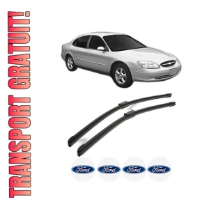 Set stergatoare FORD USA TAURUS Saloon din 1999-2000, pentru parbriz auto, 2 bucati, Bosch Aerotwin, din cauciuc siliconat rezistent, 4 Stickere Auto FORD USA